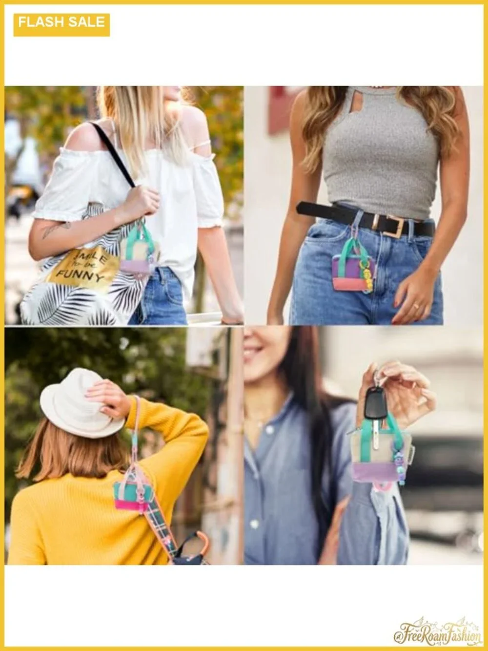 Canvas Mini Backpack Coin Purse Keychain Wristlet